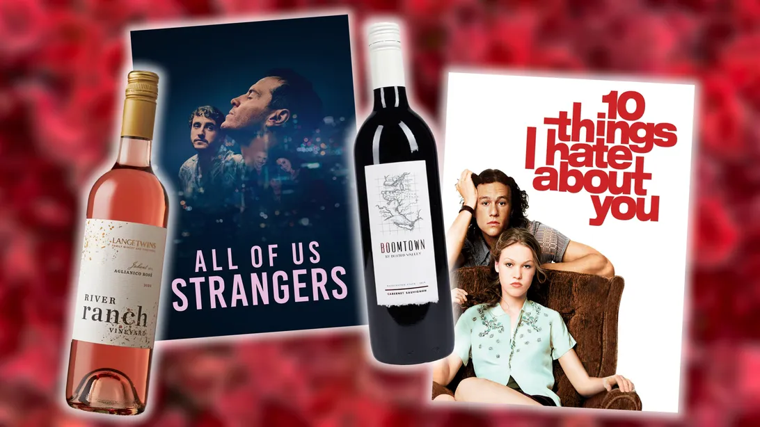 Romance movies & bottles of wine